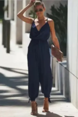 Women's Boho Floral Print Sleeveless Jumpsuit