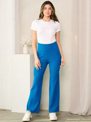 WOMEN'S HIGH WAIST SOLID WIDE LEG PANTS