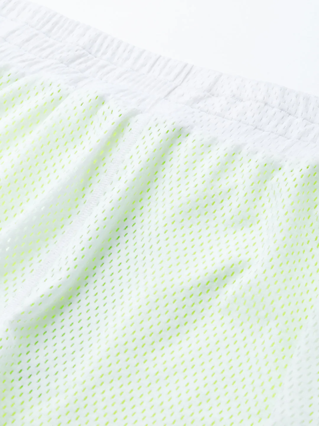 Women's White & Fluorescent Green Training or Gym Sports Shorts