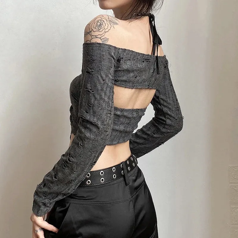 Y2K Fairy Grunge Drawstring 2-Piece Set Crop Top
