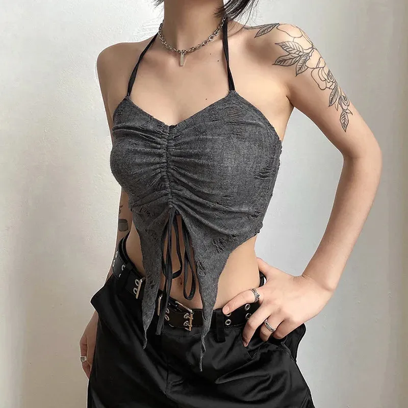 Y2K Fairy Grunge Drawstring 2-Piece Set Crop Top