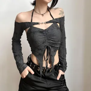Y2K Fairy Grunge Drawstring 2-Piece Set Crop Top