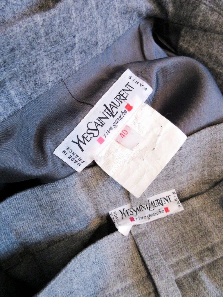 YVES SAINT LAURENT Gray Wool Pinstripe Trouser Set Size 40