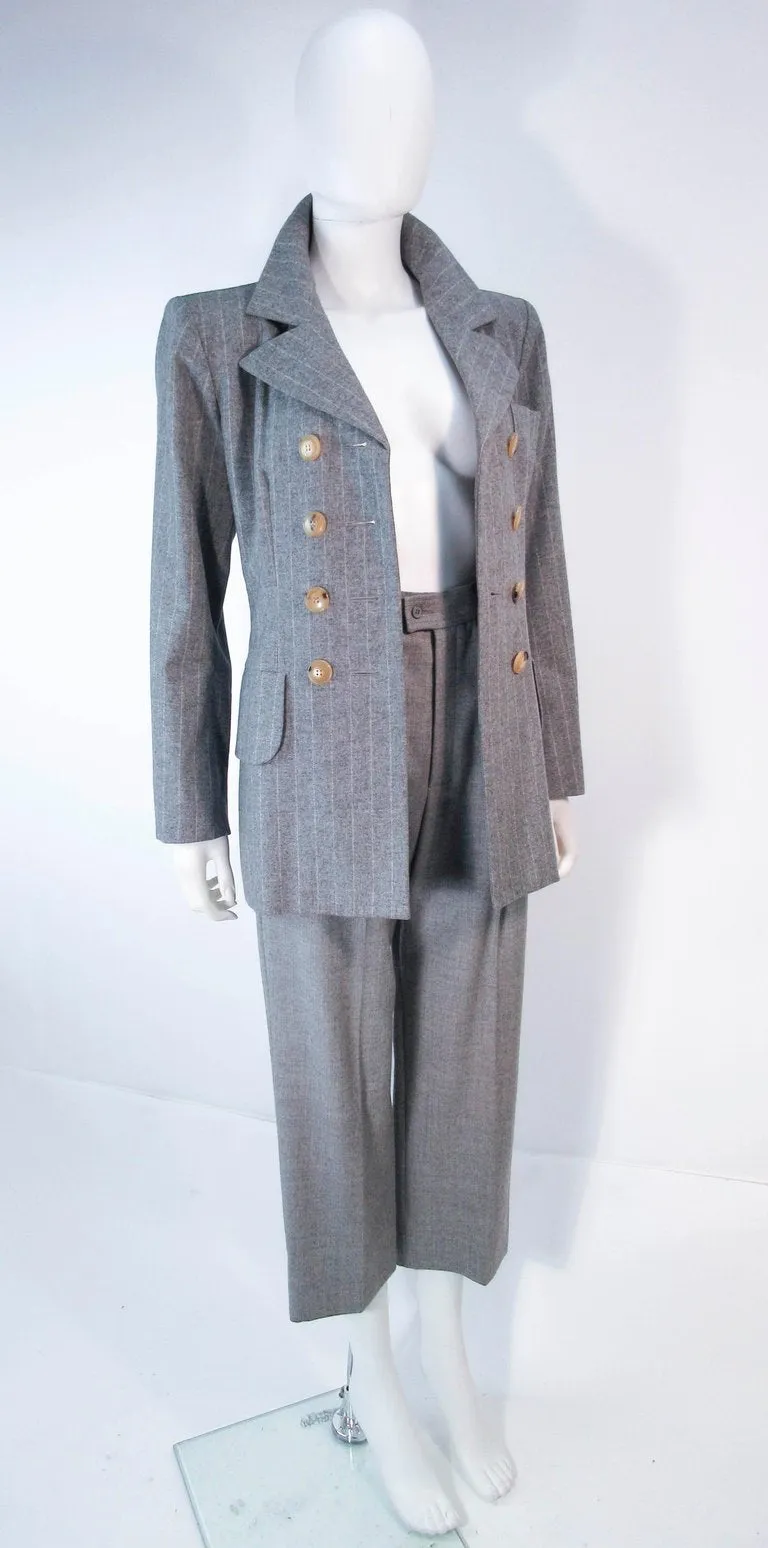 YVES SAINT LAURENT Gray Wool Pinstripe Trouser Set Size 40