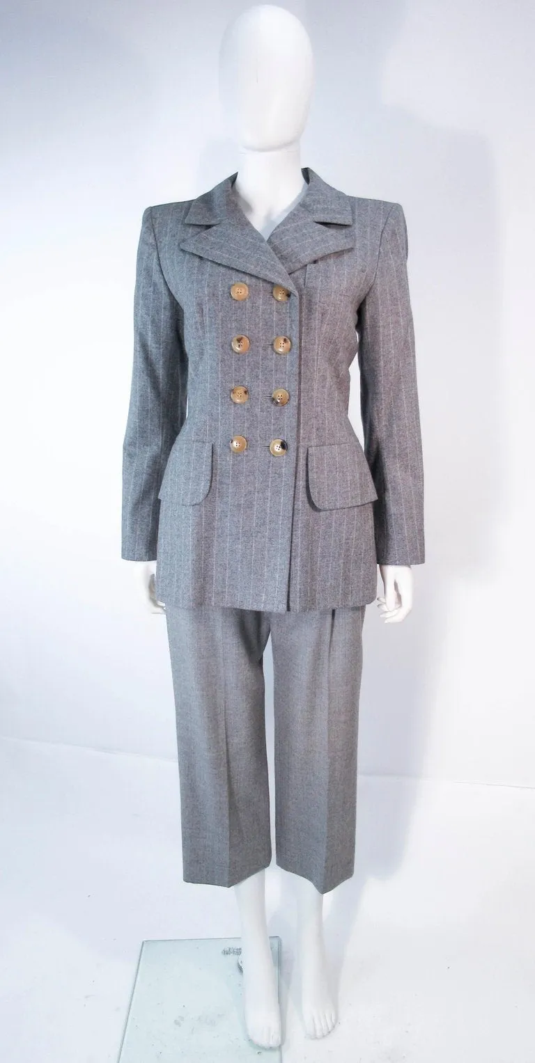 YVES SAINT LAURENT Gray Wool Pinstripe Trouser Set Size 40
