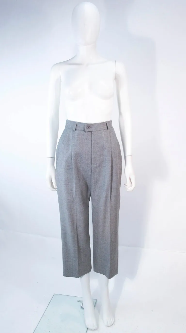 YVES SAINT LAURENT Gray Wool Pinstripe Trouser Set Size 40