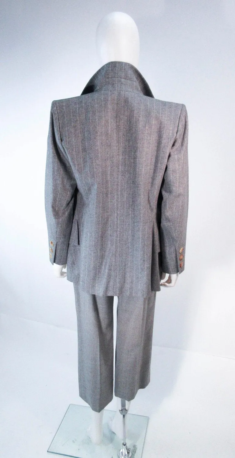YVES SAINT LAURENT Gray Wool Pinstripe Trouser Set Size 40