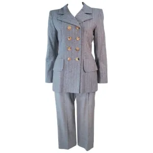 YVES SAINT LAURENT Gray Wool Pinstripe Trouser Set Size 40