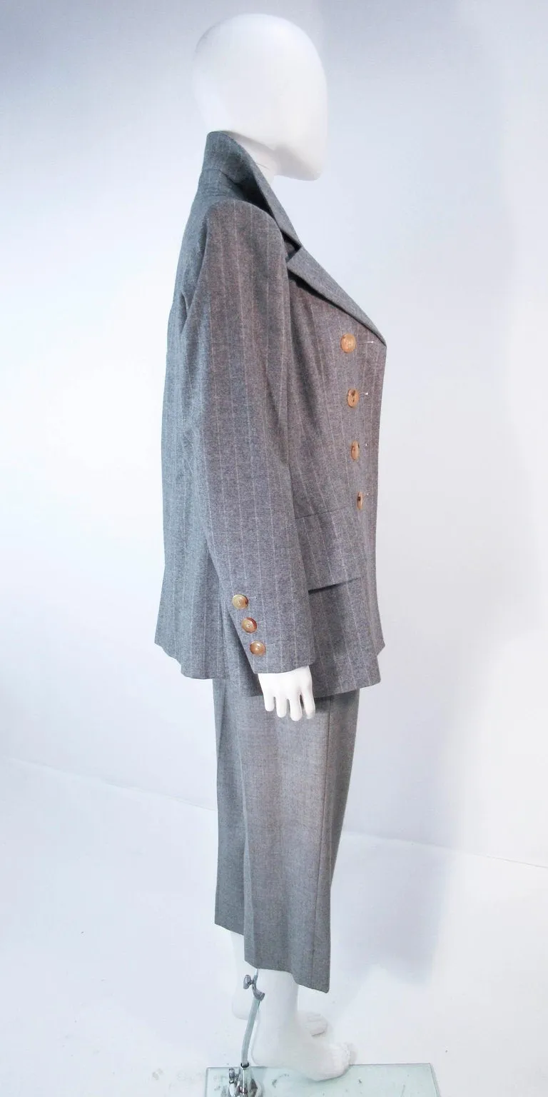 YVES SAINT LAURENT Gray Wool Pinstripe Trouser Set Size 40