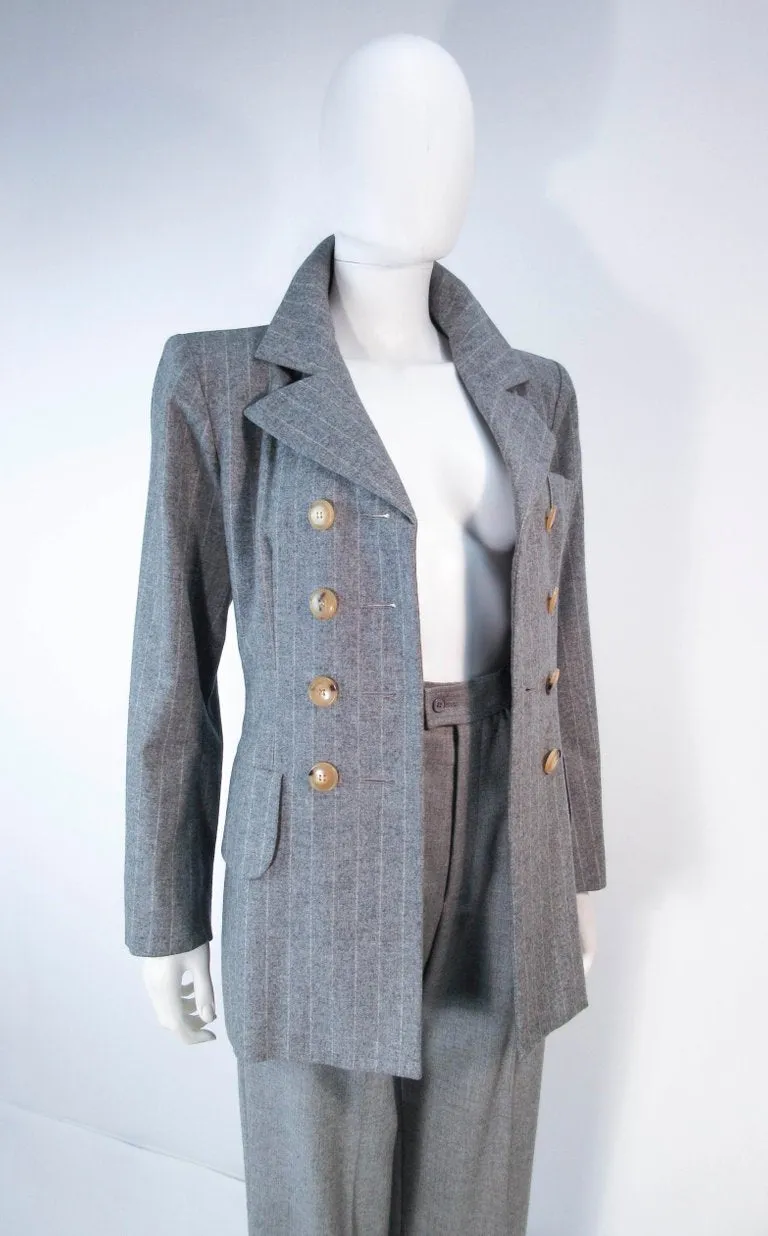YVES SAINT LAURENT Gray Wool Pinstripe Trouser Set Size 40